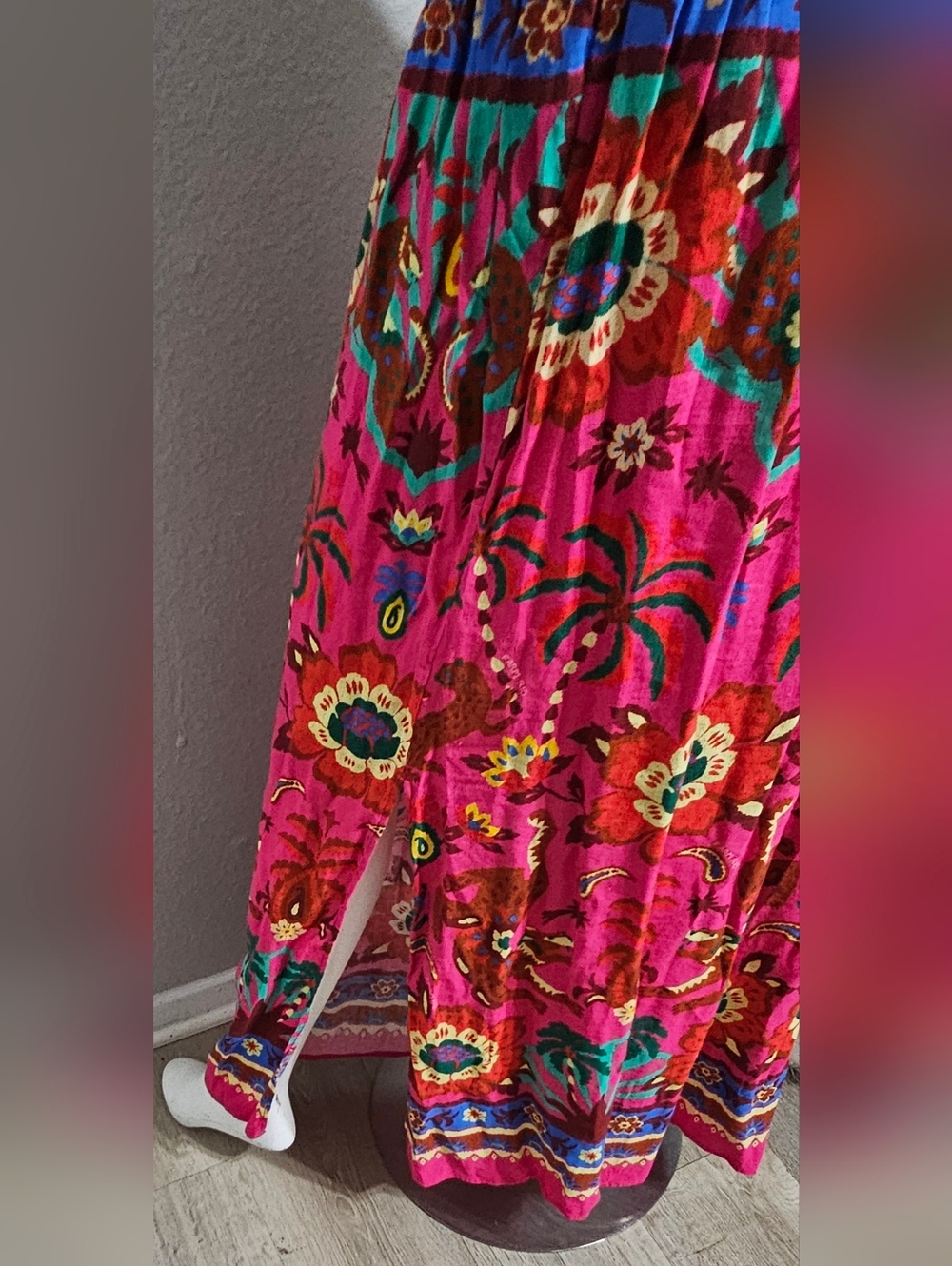 Farm Rio x Anthropologie Smocked Printed Maxi Skirt, Size L - Picture 7 of 14
